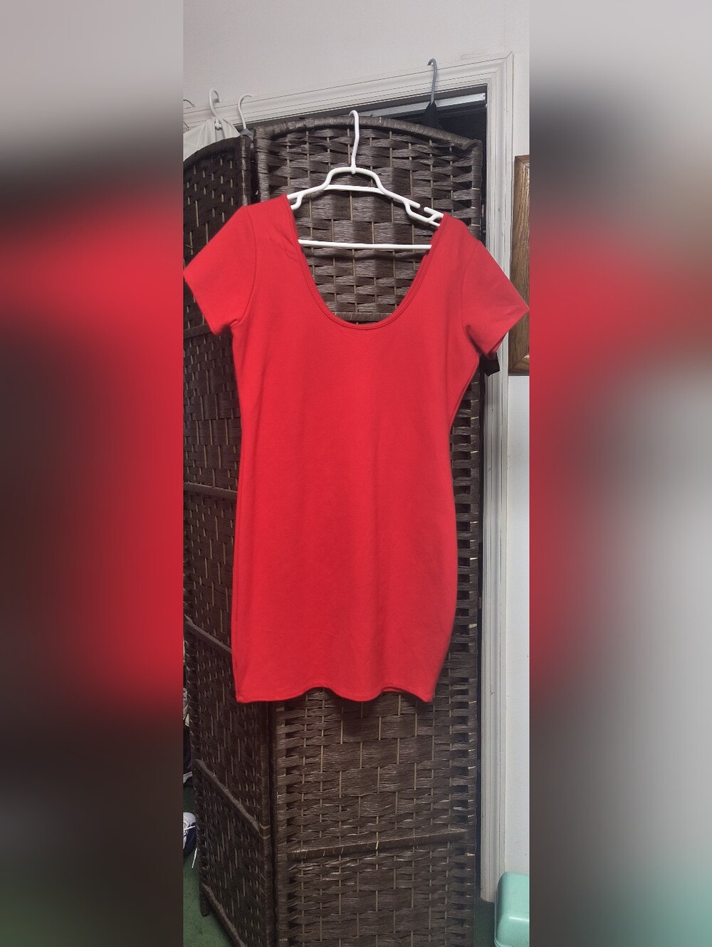 Fashion Nova Red Short Sleeve Scoop Neck Bodycon Mini Dress Size 1XL